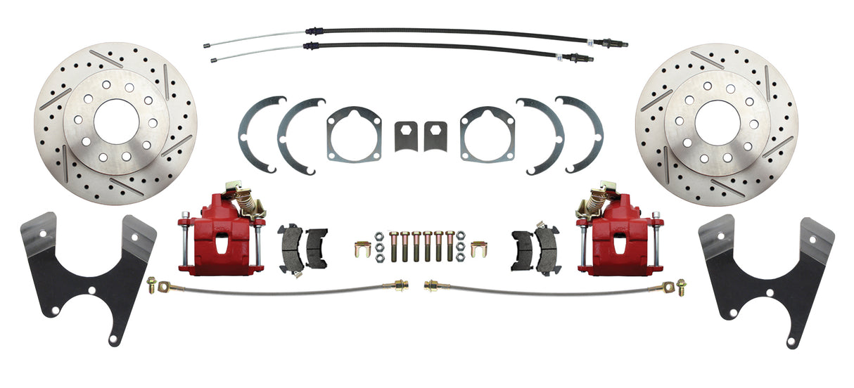 Rear GM 1955-68 10/12; Disc Brake w/E-Brake &Slotted Rotor-Red DBK1012FSLXR Brakes MBM