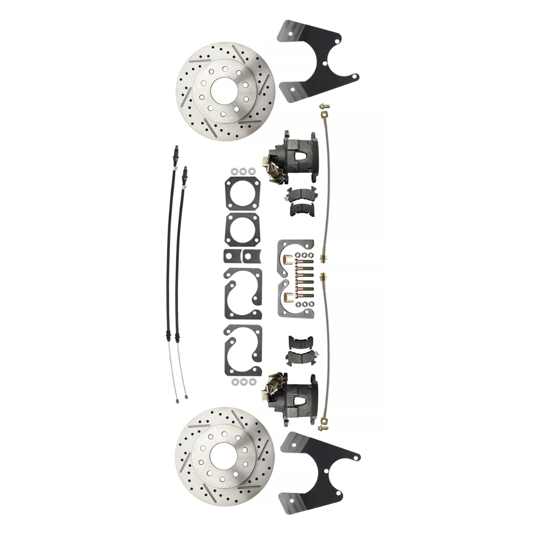 Rear GM A, F, X 10/12 Bolt Disc Brake w/E-Brake & Drilled/Slotted DBK1012LX Brakes MBM