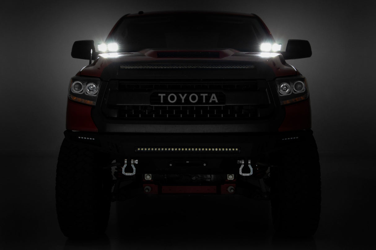 Fits Tundra(14-21) LED Light Ditch Mount Dual 2" Black Pairs White DRL 70837