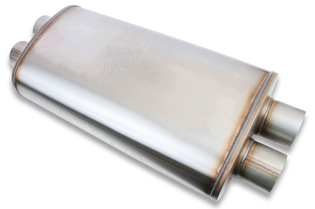 Performance Muffler 3 in Dual inlet & outlet 12599-FM 409 Stainless stainless steel