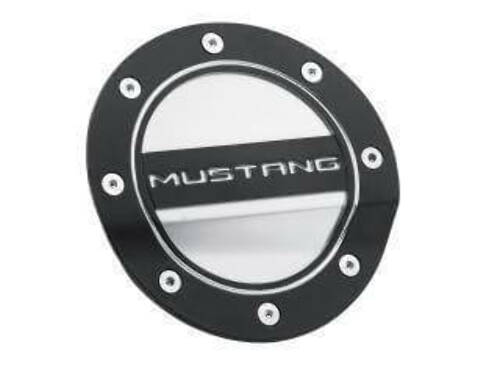 Fuel Door Blk&Silver Accent fits Ford Mustang 15-19 Drake -FR3Z-6640526-MB muscle car