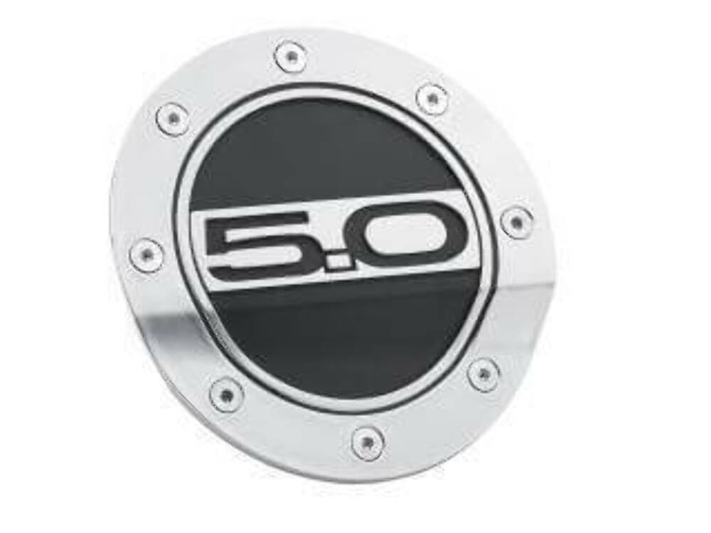 Fuel Door Silver W/Blck Accent fits Ford Mustang 2015-2021 Drake FR3Z-6640526-5S muscle car black stainless steel