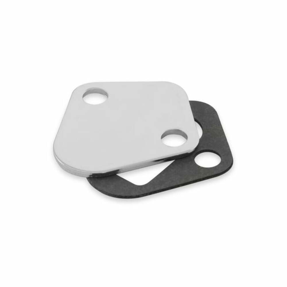 Mr. Gasket fuel pump block off plate Chevy chrome steel 1516