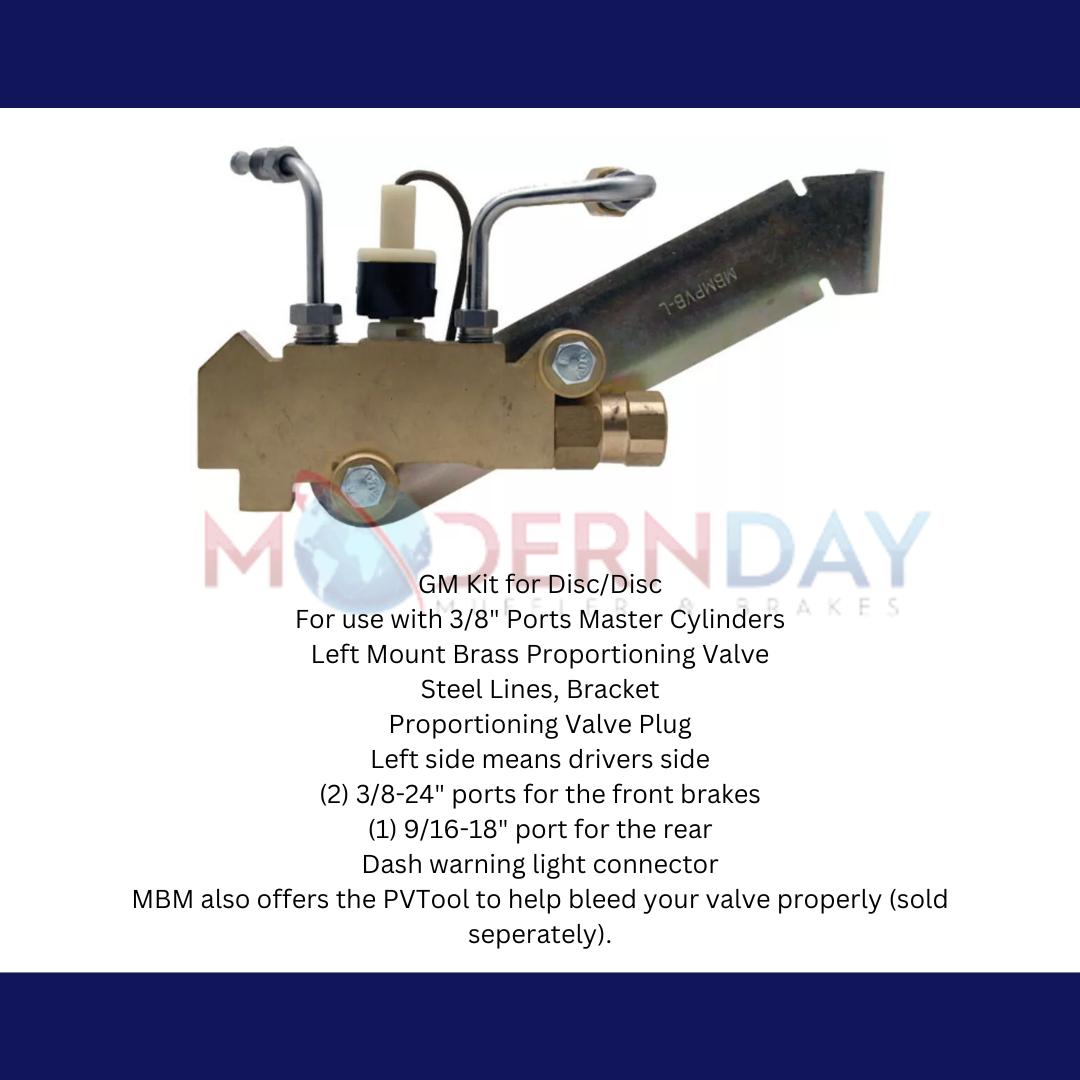 GM Left Side Prop Valve Kit. Disc/Disc - Brass PV4K-2 Brakes MBM