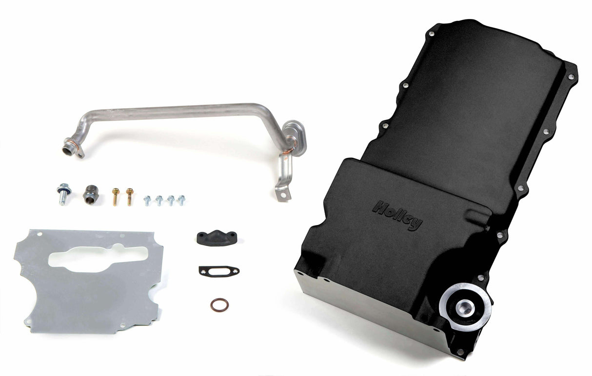 Holley GM LS Swap Oil Pan CarbonBlack Ceramic 55-87 GM/Muscle Car/Classic/Truck 302-1BK for Chevy black aluminum