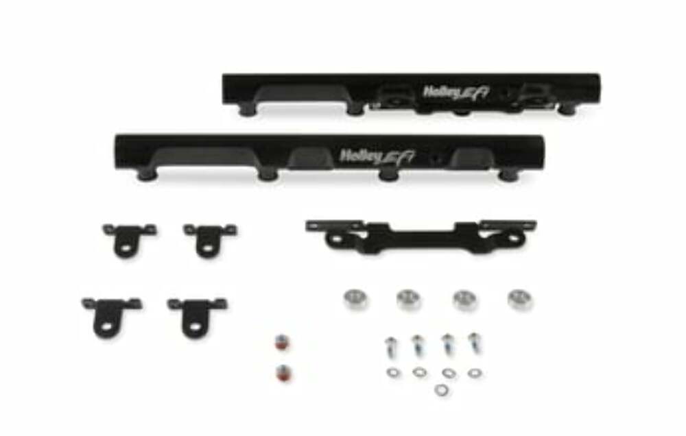 Holley EFI Hi-Flow Billet Fuel Rails for Gen III Hemi Engines 534-284 for 2003-2021 Dodge Challenger black