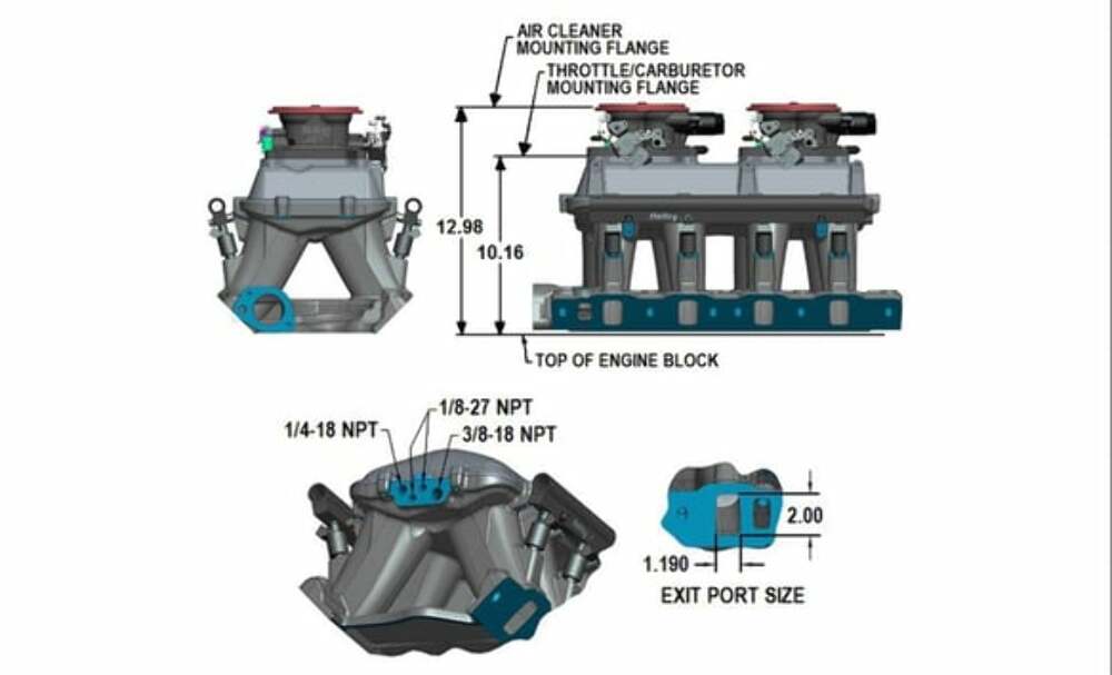 Hooker performance muffler holley-351w-ford-hi-ram-efi-manifold-300-242