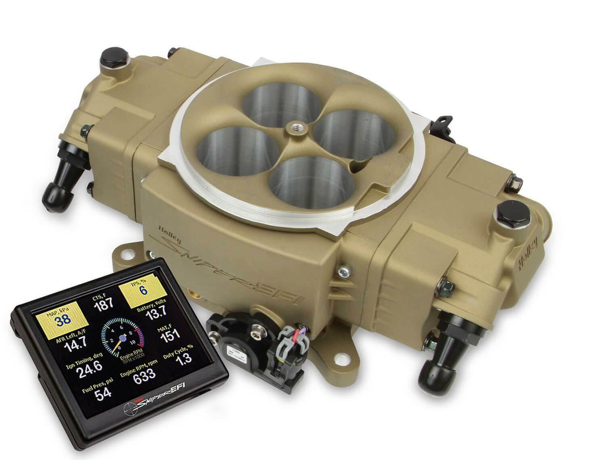 Holley EFI Sniper EFI 550-872 Sniper Stealth 4150 Self-Tuning Fuel Injection System 4150 Flange for Ford black stainless steel