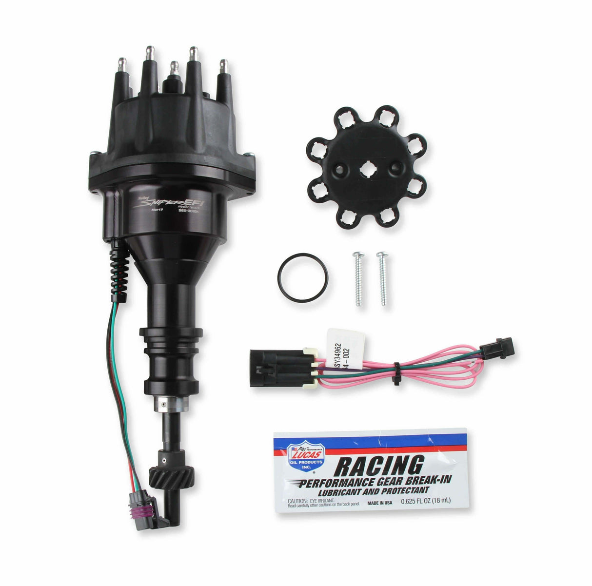 Holley Sniper EFI fuel injection system black aluminum holley-565-301bk-sniper-efi-hyperspark-distributor-ford-260-289-302-hall-effect
