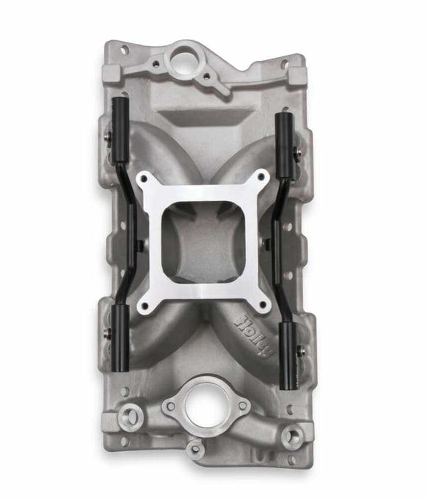 Holley EFI HolleyEFI SBC 4150 Single Plane Fuel Inject Intake Manifold -Chevy SB V8 300-260 for 1957-1986 Chevy Corvette black aluminum