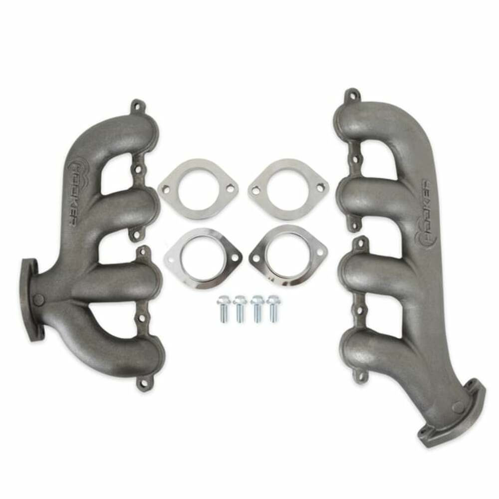 Hooker BlackHeart LS Swap Exhaust Manifolds - Rear Dump SBC Exit-Natural 8506HKR for Chevy