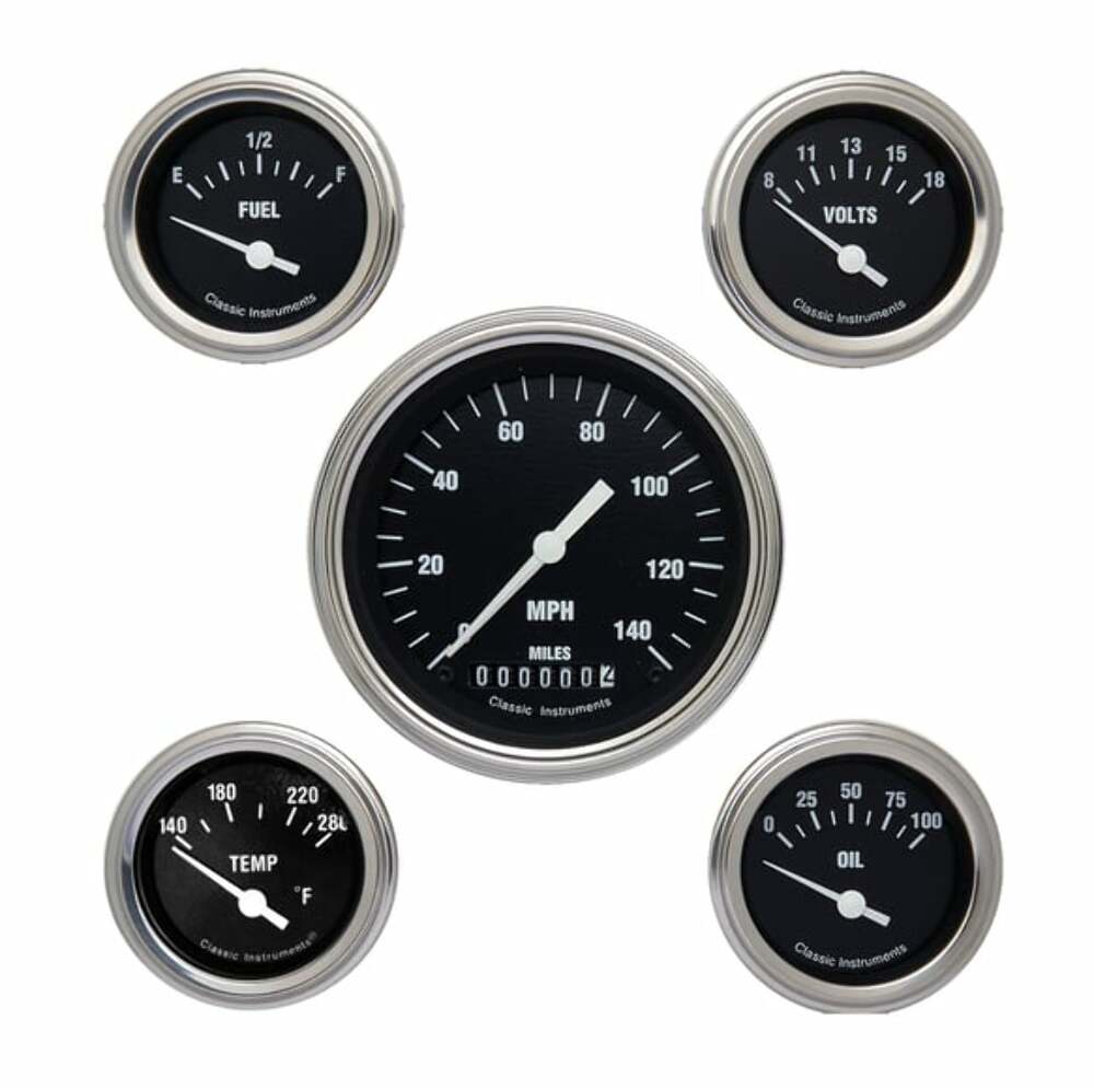Classic Instruments analog dash gauge set black