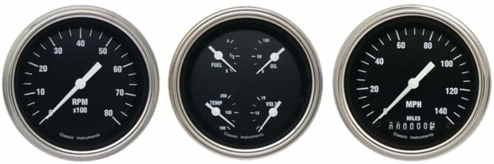 Classic Instruments analog dash gauge set black