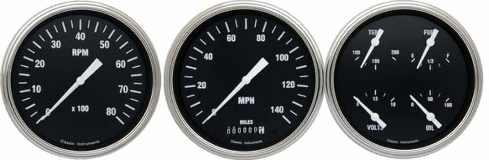 Classic Instruments analog dash gauge set black