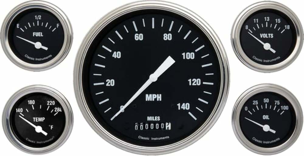 Classic Instruments analog dash gauge set black