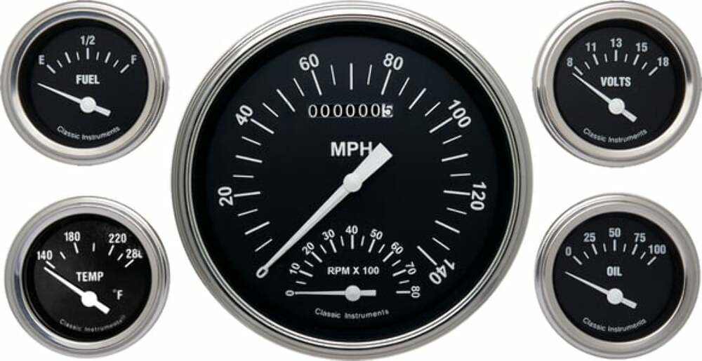 Classic Instruments analog dash gauge set black