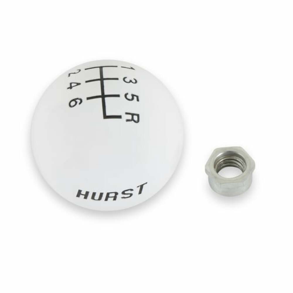 t Hurst Shift Knob - White 6 Speed 3/8-16 Threads - 1630040 Hurst