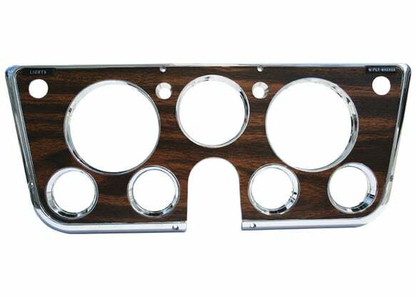 1969-72 Blazer Instrument Bezel-7 Hole W/ Gauges-Chrome/Woodgrain INST305