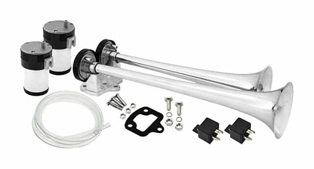 Universal Dual Horns With Compressors And Mounting Hardware-Chrome-LAH611