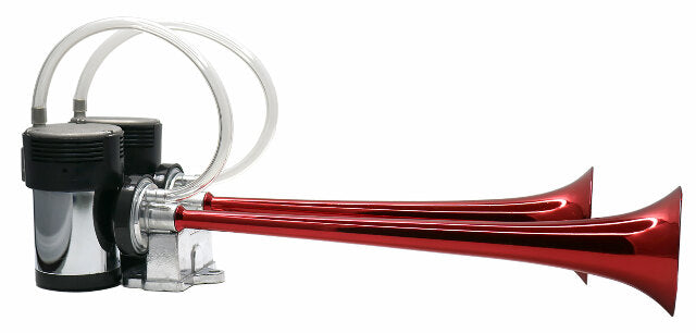 Universal Dual Horns With Compressors And Mounting Hardware-Red-LAH611RD