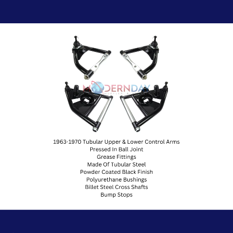 1963-1970 Chevrolet C10 2WD Tubular Upper & Lower Control Arms for 1963-1970 Chevy C10 steel black fits-1963-1970-chevrolet-c10-2wd-tubular-upper-lower-control-arms-lcauca6370