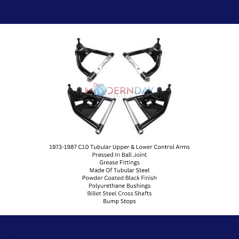 Fits 1973-1987 Chevrolet C10 2WD Tubular Upper & Lower Control Arms for 1973-1987 Chevy C10 steel black fits-1973-1987-chevrolet-c10-2wd-tubular-upper-lower-control-arms-lcauca7387