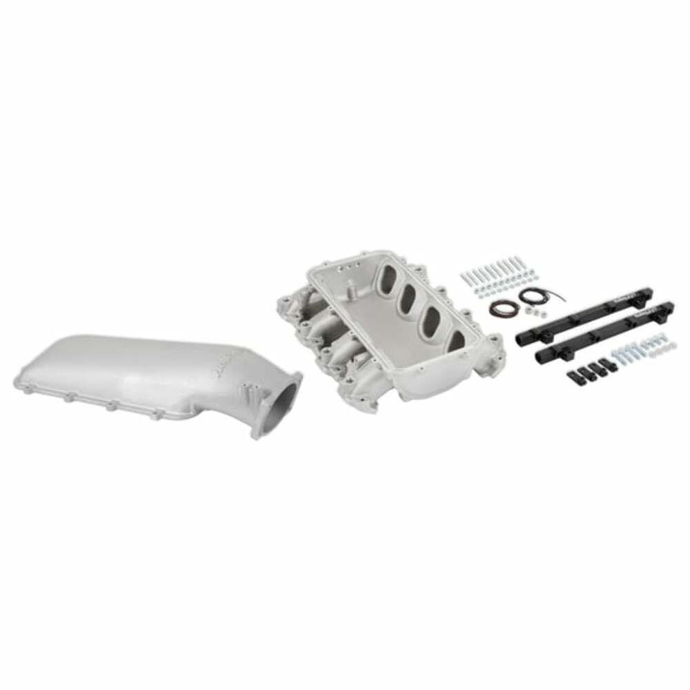 Holley EFI Lo-Ram Manifold Kit & Port Inject Fuel Rails-Gm Gen V Lt Top-Feed-Satin-300-718 black aluminum