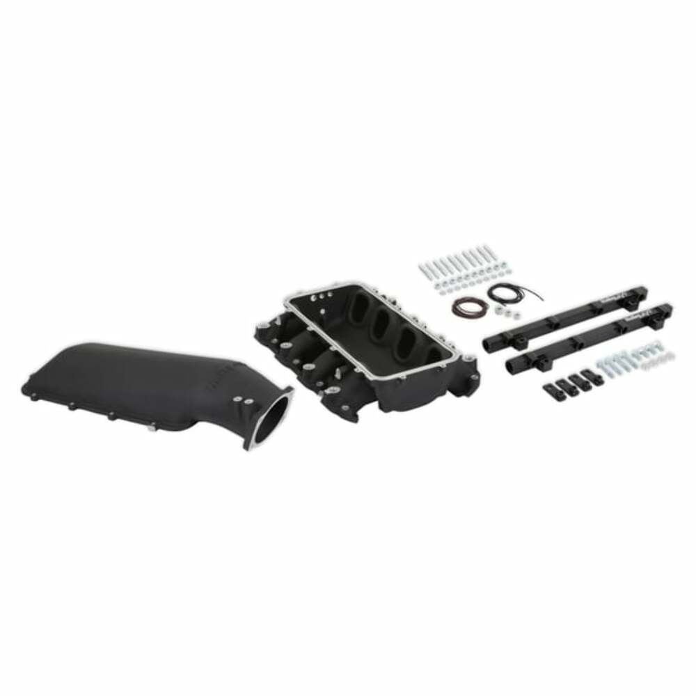 Holley EFI Lo-Ram Manifold Kit &Port Inject Fuel Rails-Gm Gen V Lt Top-Feed-Black-300-718BK black aluminum
