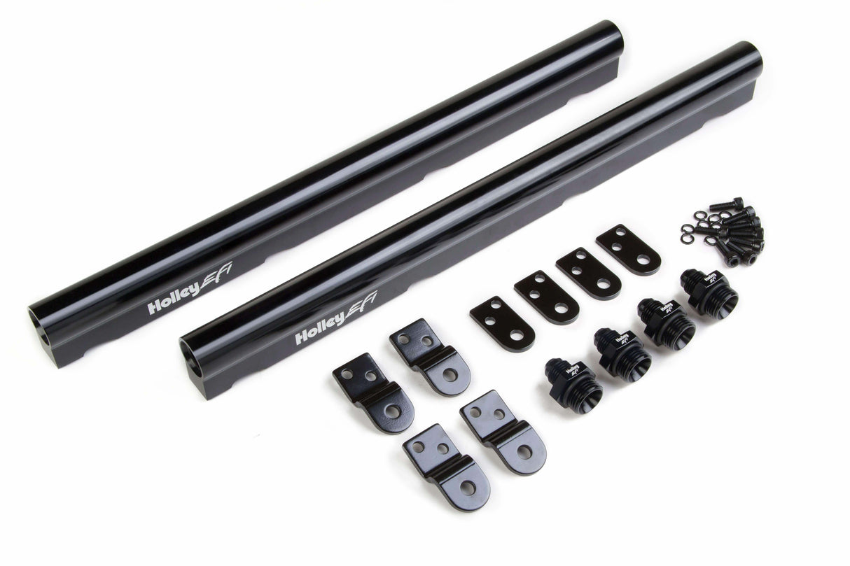 Holley EFI LS Hi-Flow Fuel Rails - Fits LS1, LS2, LS3, LS6 & L99 factory intakes - 534-209 black aluminum
