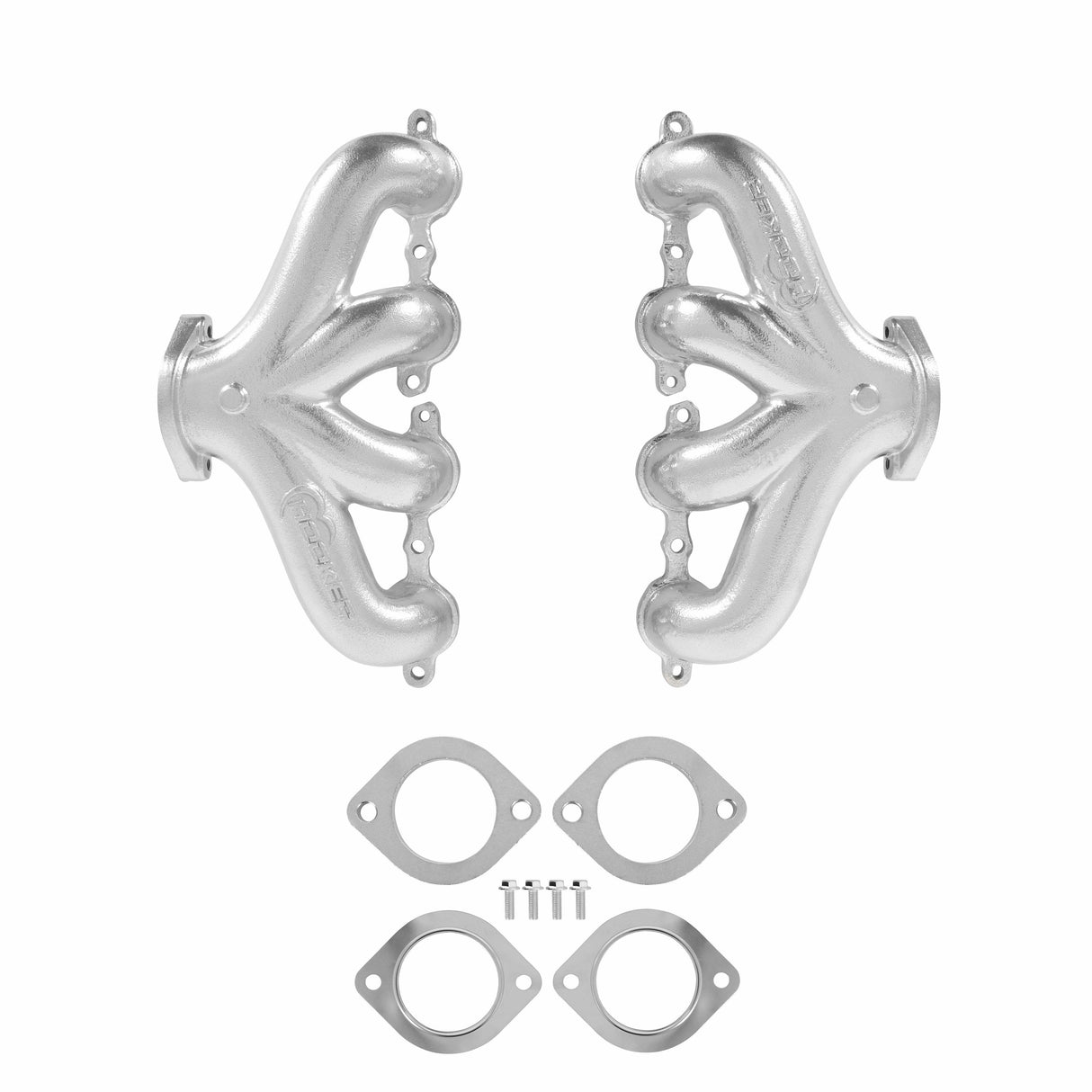 Hooker LS Swap Exhaust Manifolds -Center Dump-Silver Ceramic-Multi-Fit-2.50-8504-1HKR black