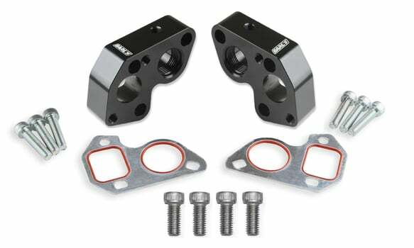 LS0025ERL - Electric Water Pump Block Adapters - Pair - Fits GM LS Engines AN fitting