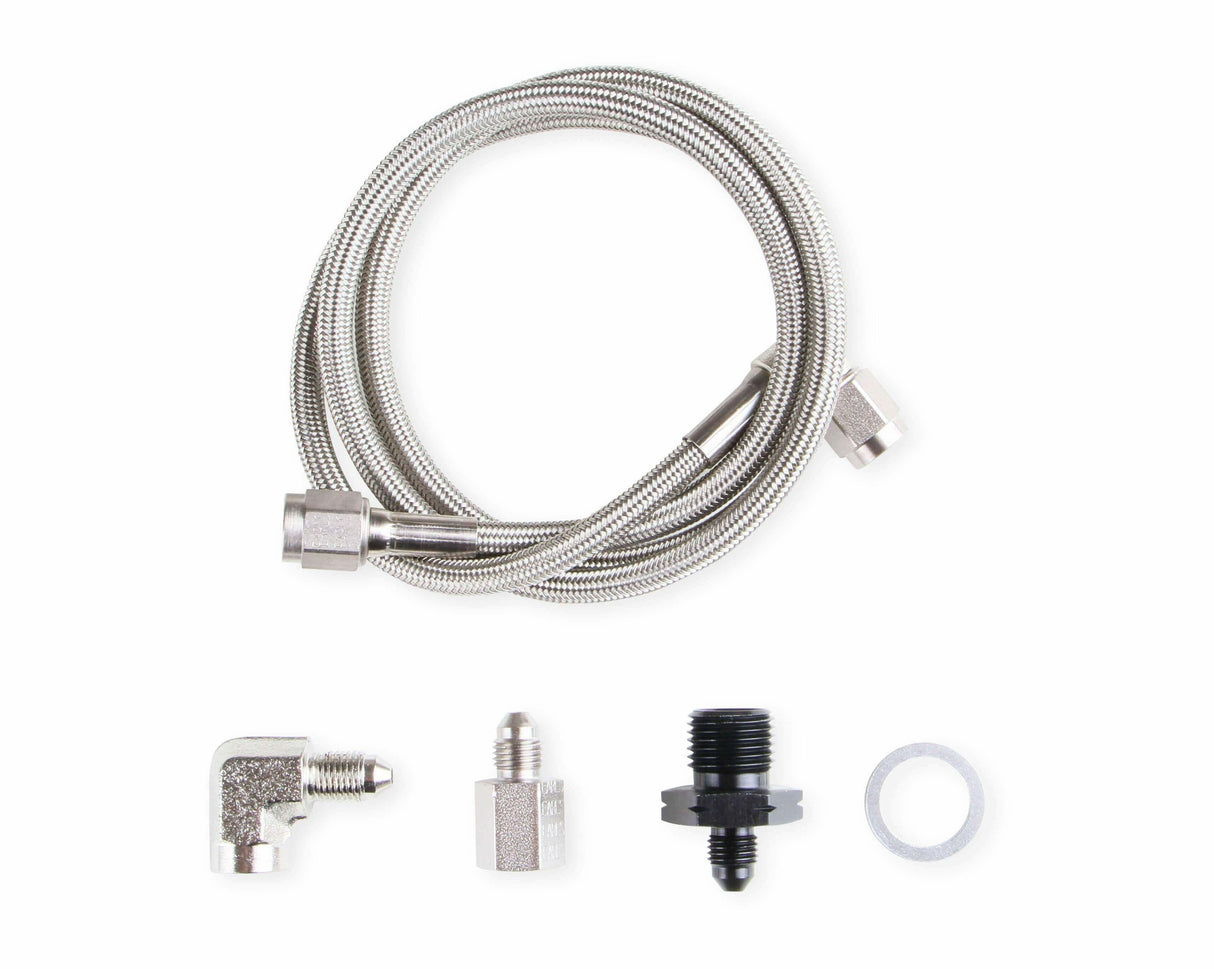 Oil Pressure Gauge Installation Kit - GM LS w/ 36 Long Hose - LS0032ERL AN fitting black aluminum