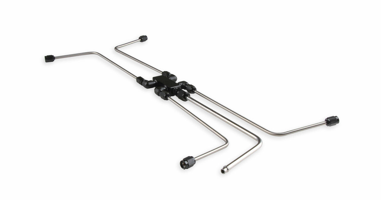 LS Steam Tube Kit w/ Stainless Steel Hardline Tubing - LS0036ERL AN fitting black aluminum