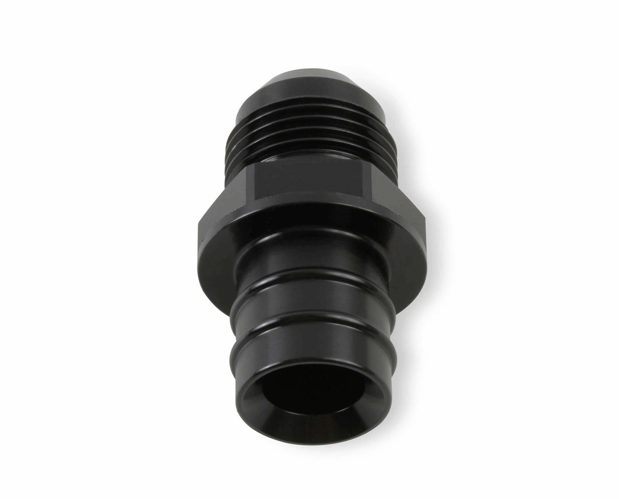 LS0039ERL - GM LS PCV Fitting -10 AN Male - Black Anodized Finish - Fits Many GM OE Valve Covers w/ 3/4 ID on Grommet AN fitting