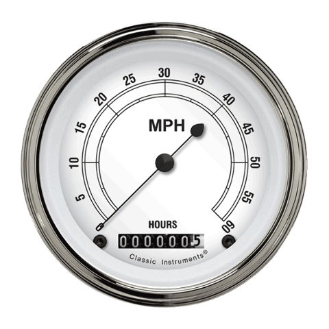 White 3 3/8" Low Speed Speedometer LSCW