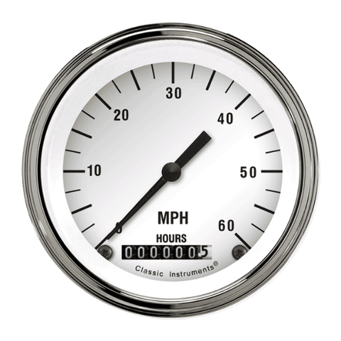White Hot 3 3/8" Low Speed Speedometer LSWH