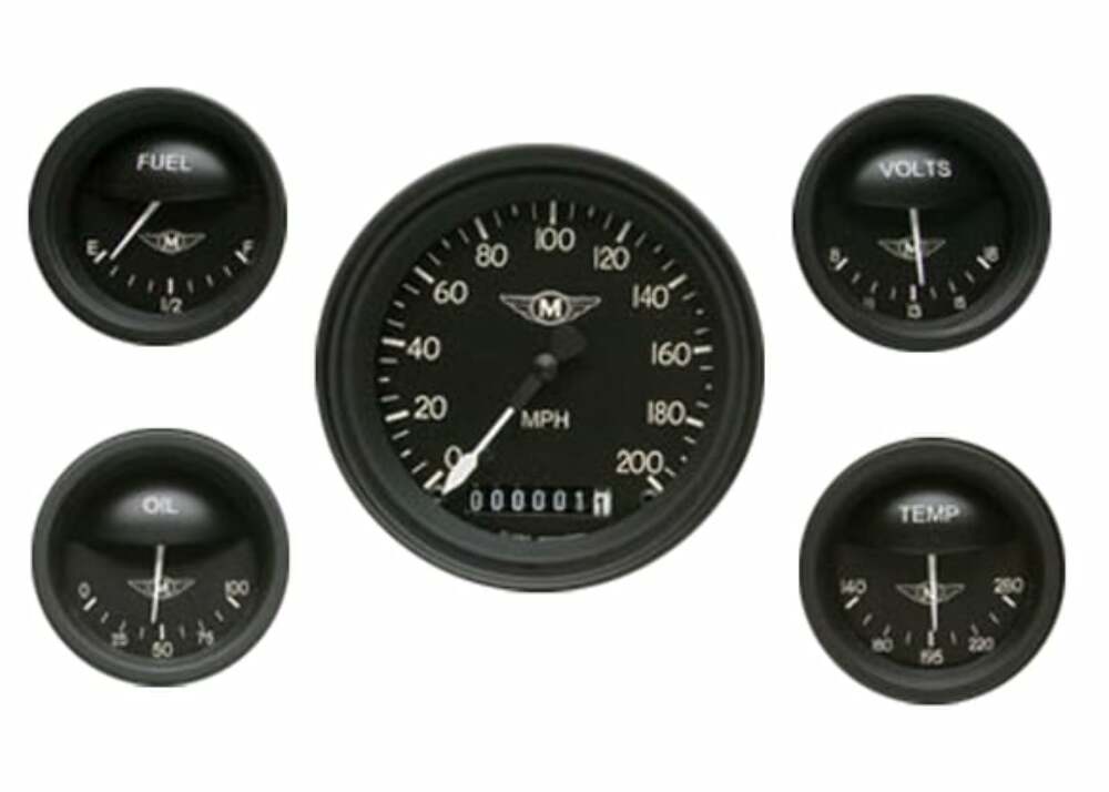 Classic Instruments analog dash gauge set black