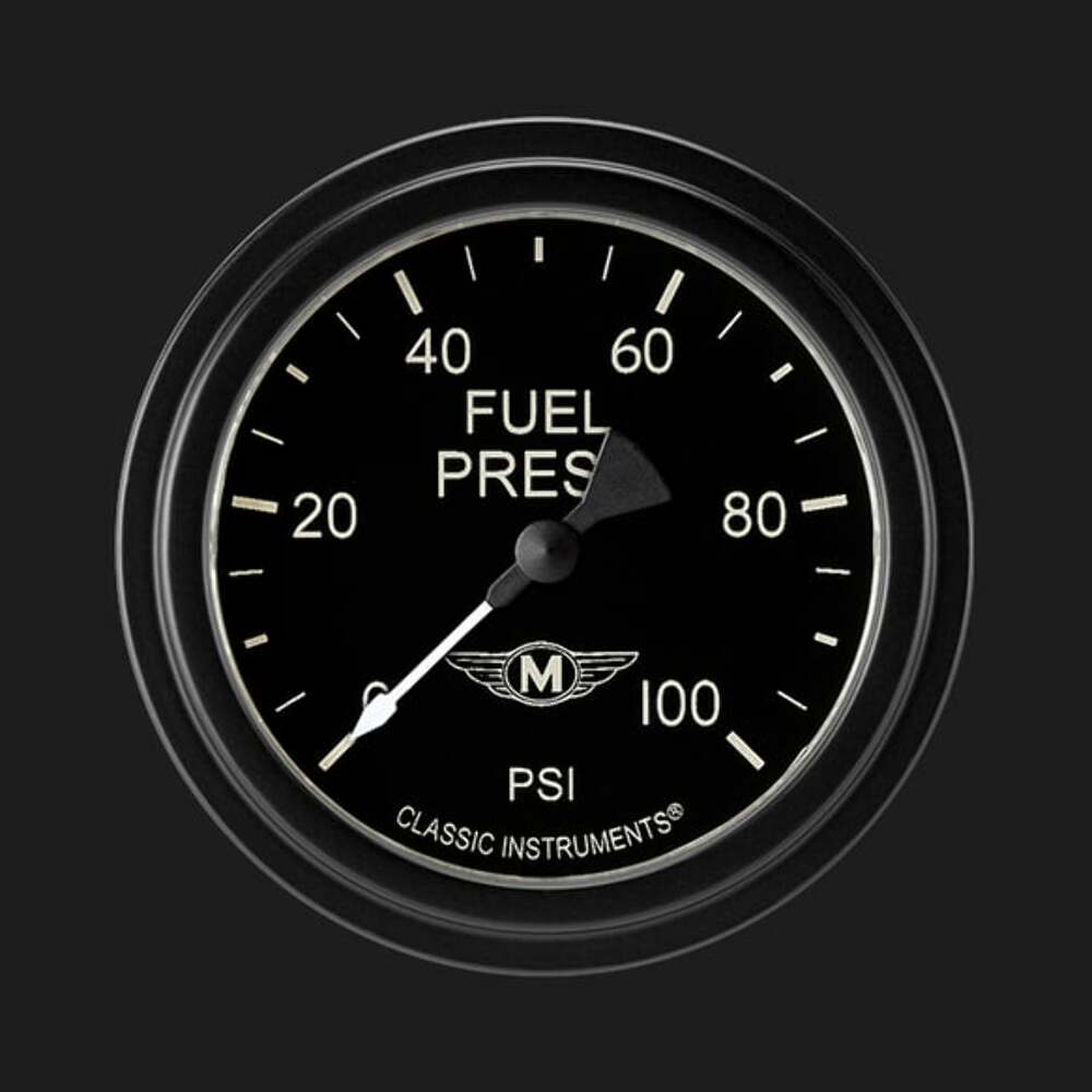 t Moal Bomber 2 5/8" Fuel Pressure Gauge, 100 psi MA346BLF Classic Instruments
