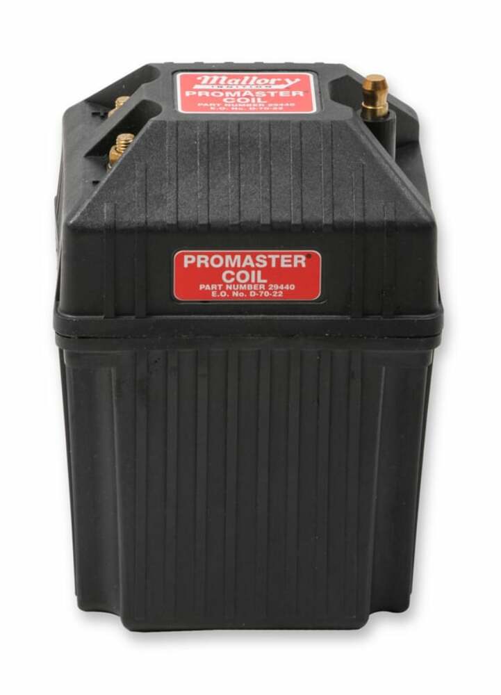 Mallory 29440 Ignition Coil Promaster Classic Series Coil 49k V With Mounting Br Mallory mallory-29440-ignition-coil-promaster-classic-series-coil-49k-v-with-mounting-br