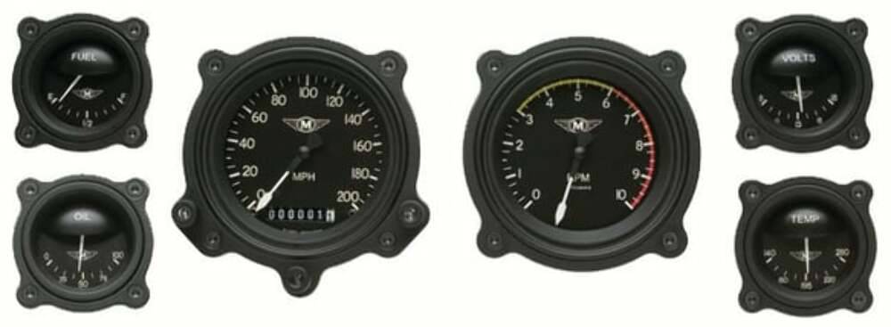 Classic Instruments analog dash gauge set black