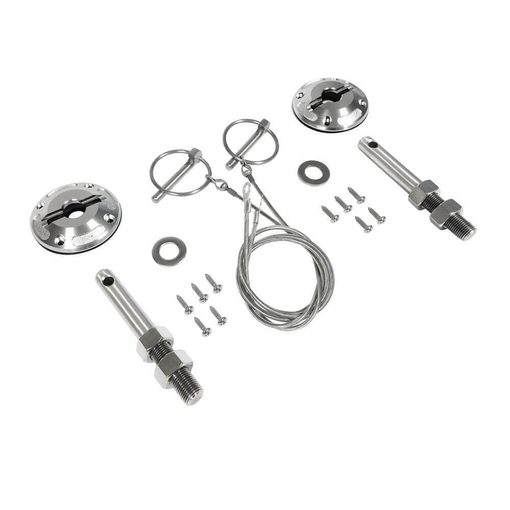 Modern Hood Pin Kit aluminum/SS fits Ford Mustang 15-19 Drake -FR3Z-6316892-LM muscle car stainless steel