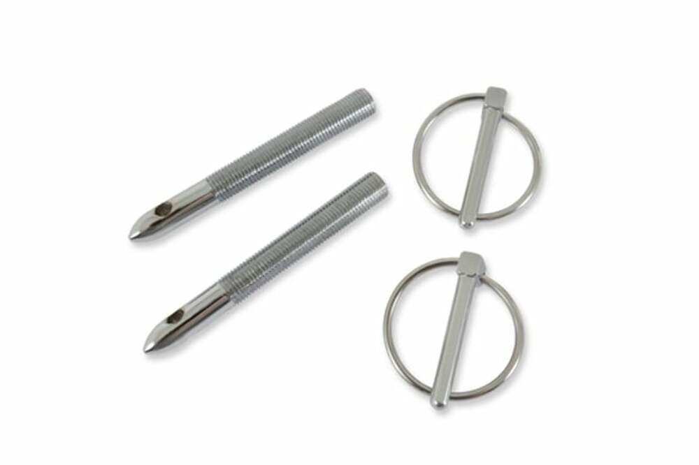 Mr. Gasket hood and deck pinning kits with screw on scuff plates chrome polished steel 1017