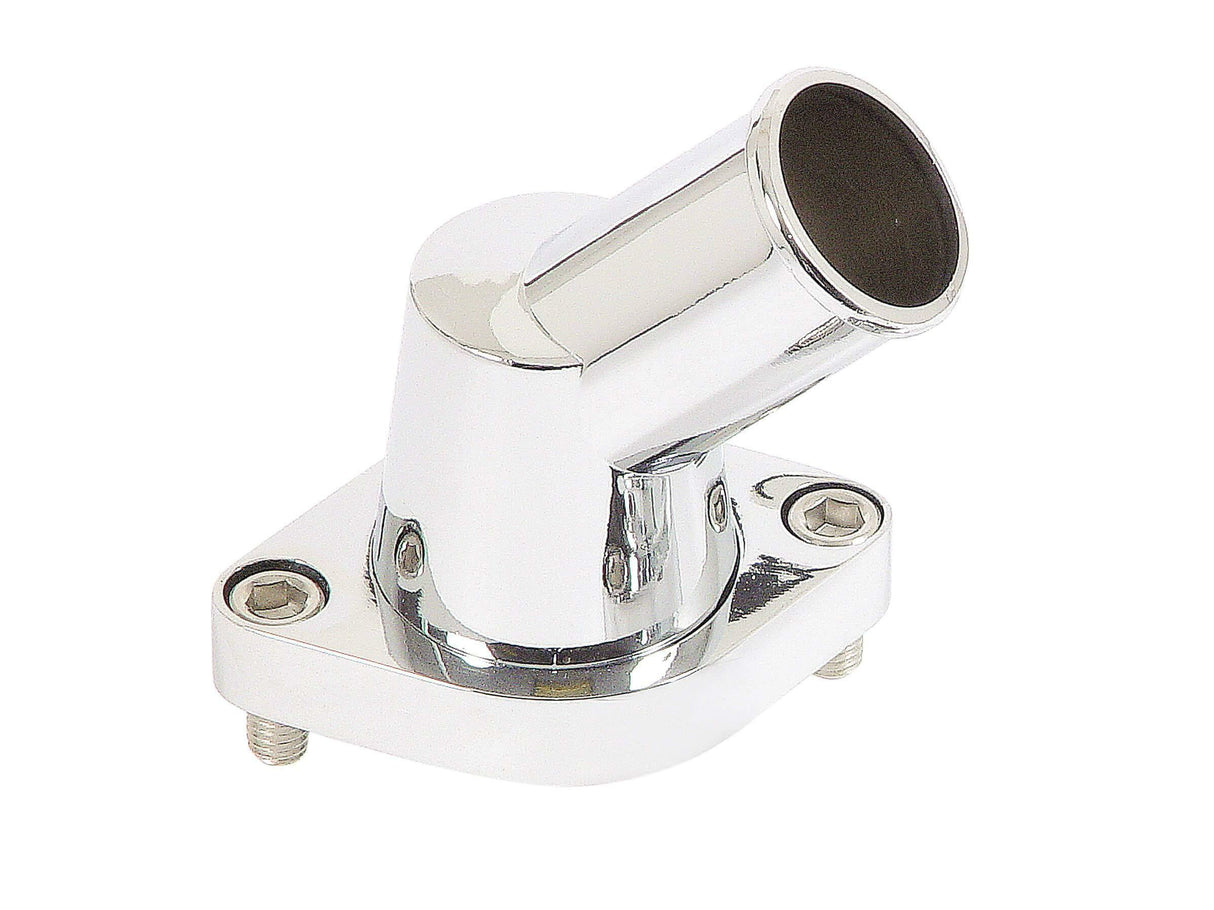 Mr. Gasket O ring style chrome water neck 45 degree Chevy polished aluminum 9141G