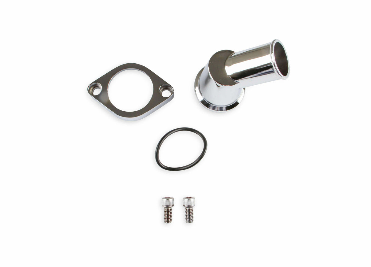 Mr. Gasket O ring style chrome water neck 45 degree Chevy polished aluminum 9141G