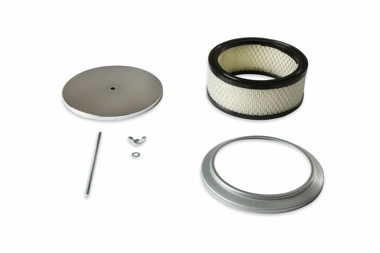 Mr. Gasket air cleaner 6 1/2 inch diameter, 2 7/16 inch tall chrome carburetor 6-1/2 inch diameter steel 1485