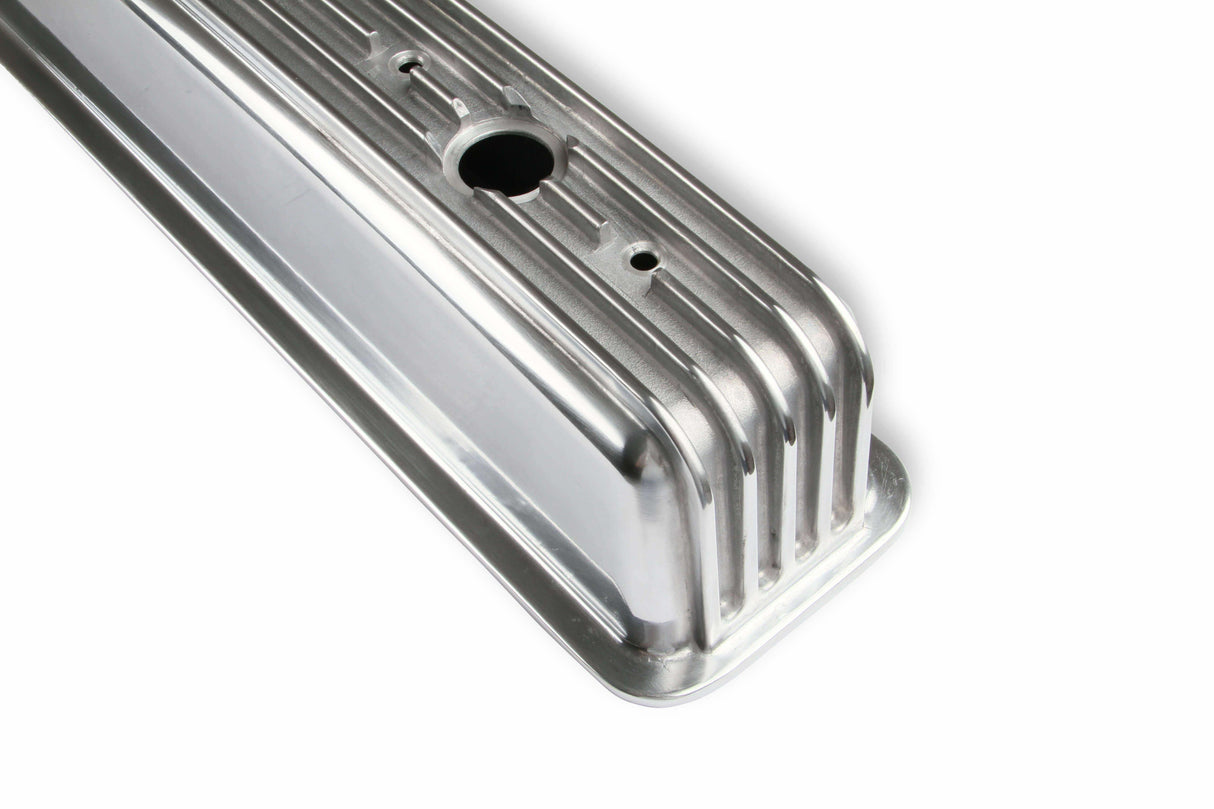 Mr. Gasket cast aluminum ball milled center bolt valve covers polished SBC Chevy 6856G