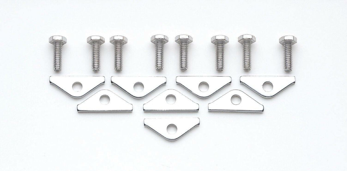 Mr. Gasket chrome valve covers clamps and bolts chrome SBC Chevy 1/4 inch diameter steel 9887