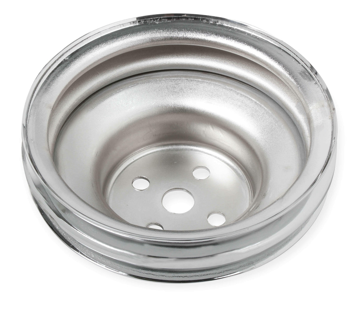 Mr. Gasket chrome water pump pulley double groove Ford black steel 8831