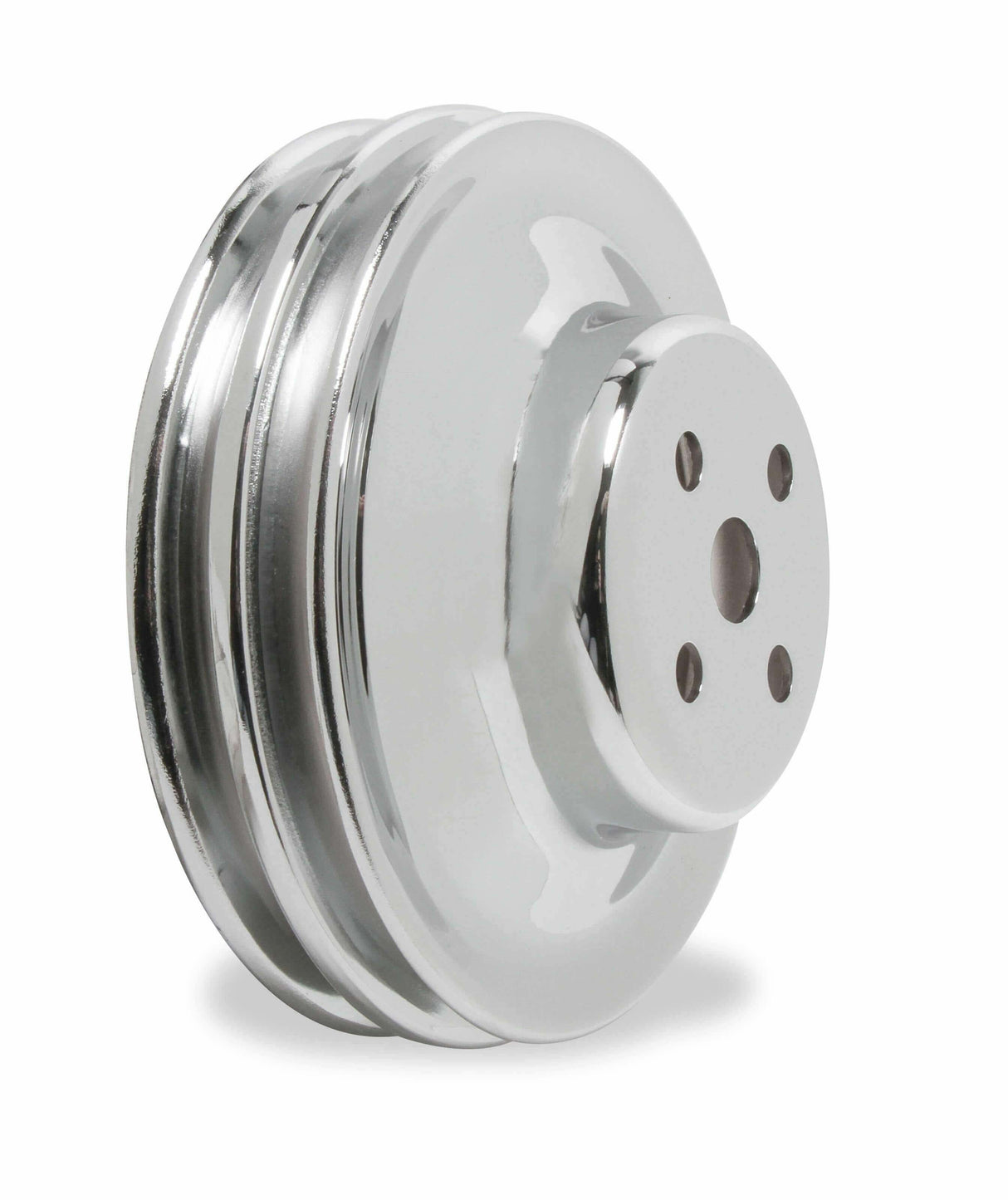Mr. Gasket chrome water pump pulley double groove Ford black steel 8831