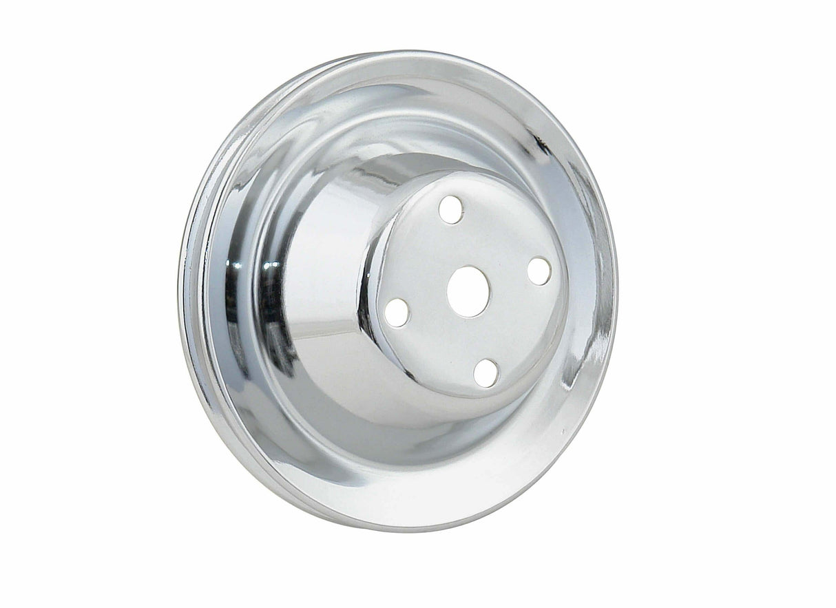Mr. Gasket chrome water pump pulley single groove Ford black steel 8826
